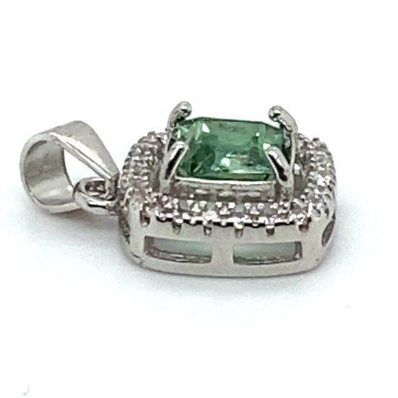Green Tourmaline 1.36ct White Gold Finish Solid 925 Sterling Silver Pendant - Picture 6 of 7